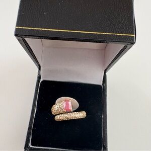 Bomb Party Wrapped In Good Trouble Ring RG92117 Genuine Rhodonite Gold Plating